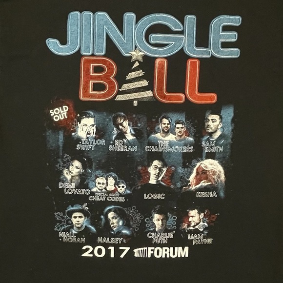 Taylor Swift Concert Shirt Medium Black Ed Sheeran Demi Lovato Jingle Ball 2017 - Picture 4 of 8